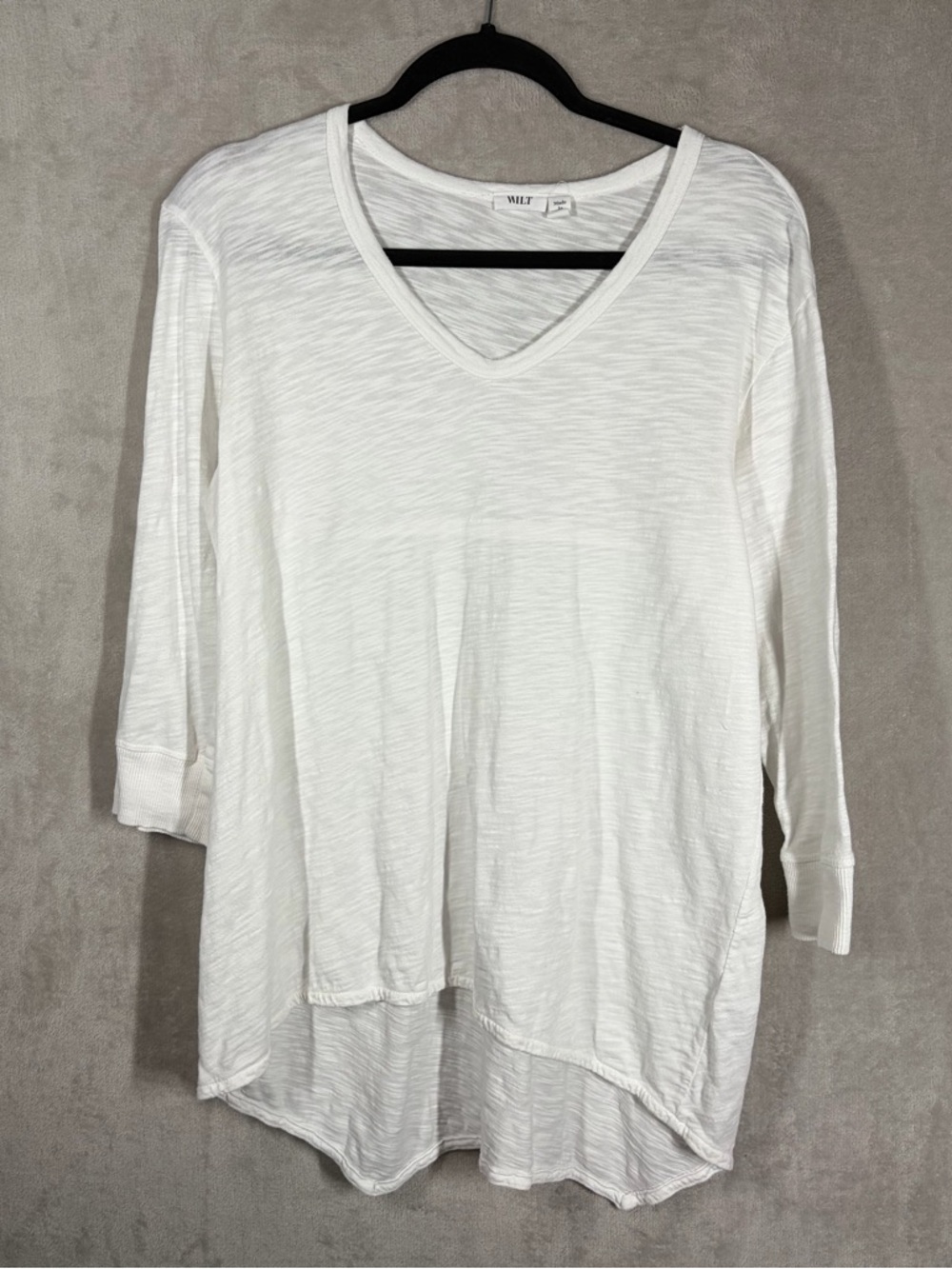 Wilt Asymmetric Slouchy Long Sleeve Tee Shirt Size M White Cotton Relaxed
